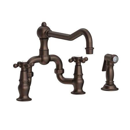 Newport Brass Kitchen Bridge Faucet With Side Spray in English Bronze 1/7/9452